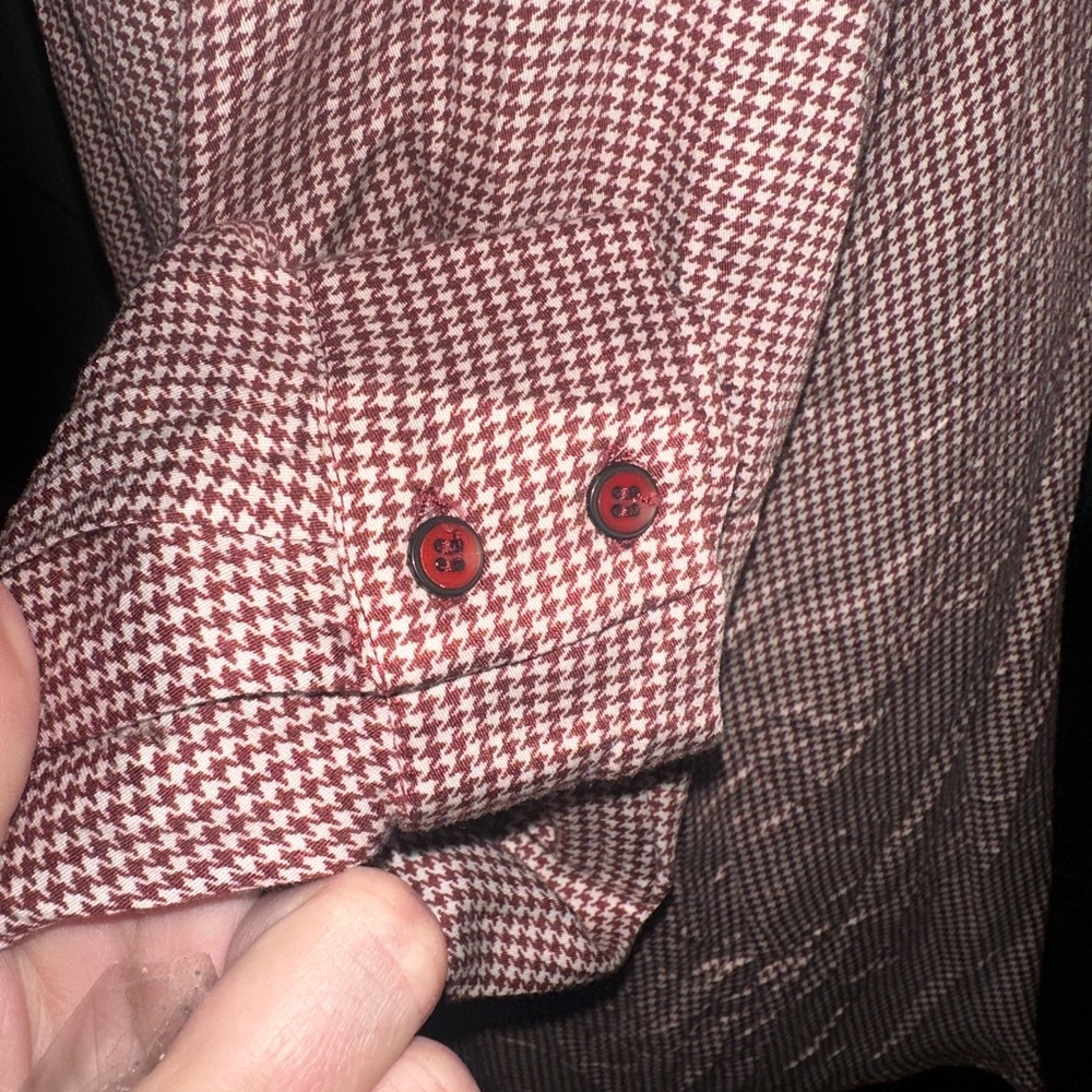 Red Checkered Button-Up Blouse - image 4